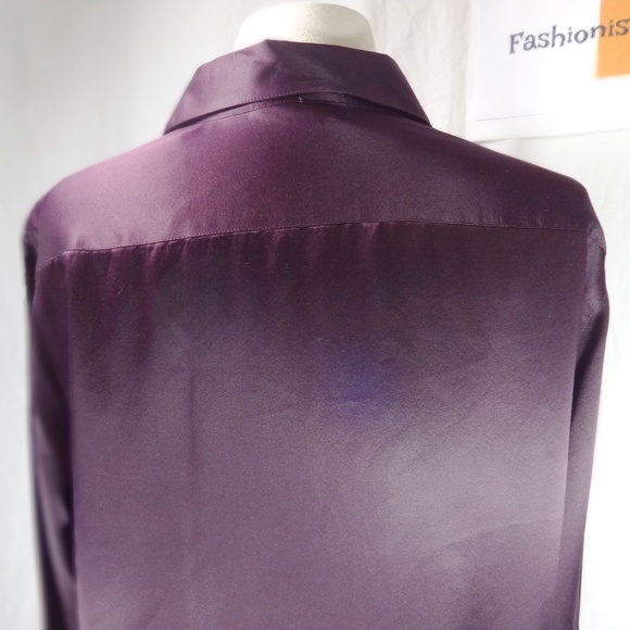 LAUREN RALPH LAUREN Purple Silk Button Shirt 10 - Picture 5 of 8
